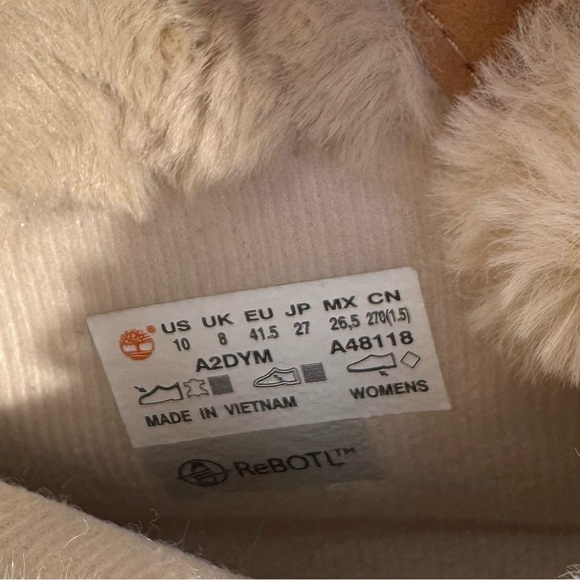 Timberland Teddy Fleece Fold Down Wheat Nubuck Boots Women's Size 10 - Picture 9 of 10